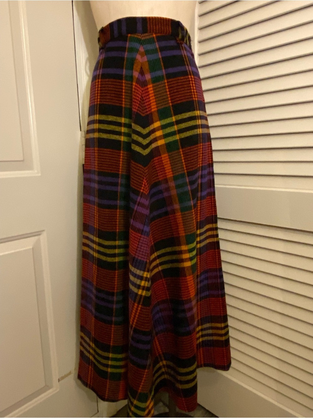 Vintage 60’s 70’s Madison Rainbow Plaid A-Line Wool Maxi Skirt- Size 10 (XSmall)